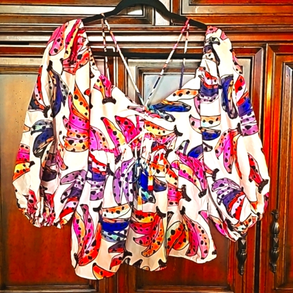 FARM RIO BANANA BUNCH MULTI BLOUSE -SZ. MD - NWT!